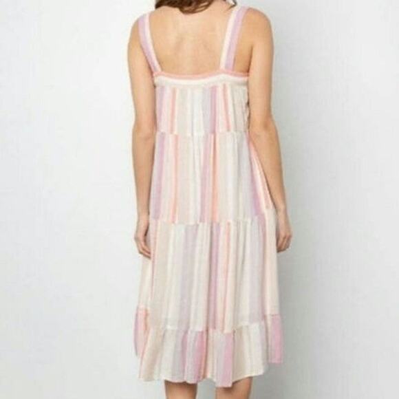 Rails Amaya Tiered Midi Dress Juliette Stripe Sleeveless Pastel Rainbow Boho S - Picture 8 of 16